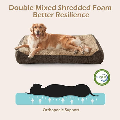 JOEJOY Orthopedic Dog Bed Medium Sized Dogs, Extra Thick Supportive Big Dog Couch Bed with Sides, Ultra Soft Pet Bed Sofa, Brown, 35''x25''