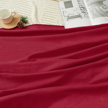 ZYFZCYBL Fleece Throw Blanket Blankets Bulk 6 Pack Soft Lightweight for Cozy Polar Fleece 50 x 60 Solid Pet-Friendly Colorful Bed Sofa Couch Fleece Fabric Travel Wedding Gift（Wine Red）