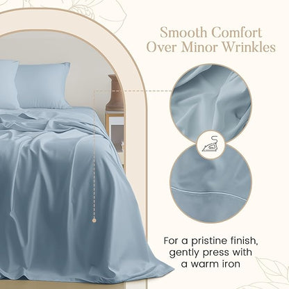 CHATEAU HOME COLLECTION 100% Cotton Bed Sheets Twin 15" Deep Pocket Sheets, No Pilling & Shrinkage Machine Washabe Fade Resistant Luxury Hotel Bedding- French Blue