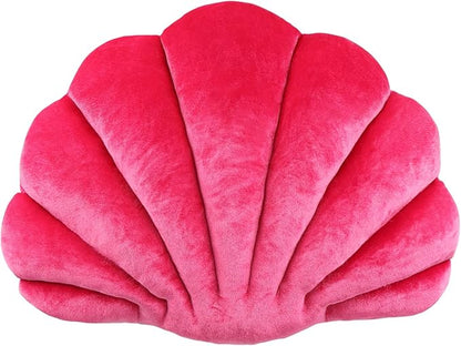 Yi-gog Seashell Pillow Sea Shaped Decorative Princess Throw Pillow 3D Velvet Soft Ocean Cute Throw Pillows for Bed Couch Chair Sofa Room 18 X 13 inch