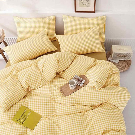 ETDIFFE Twin/Twin XL Size Yellow Comforter Set, 2 Piece Farmhouse Gingham Grid Bed Set - Soft and Lightweight Buffalo Checkered Plaid Down Alternative Microfiber Comforter for Girls Kids, 68x90