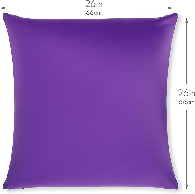PILLOWY 26" x 26" Throw Pillow - Dark Lavendar: 1 PCS Luxurious Premium Microbead Pillow With 85/15 Nylon/Spandex Fabric. Forever Fluffy, Outstanding Beauty & Support. Silky, Soft & Beyond Comfortable