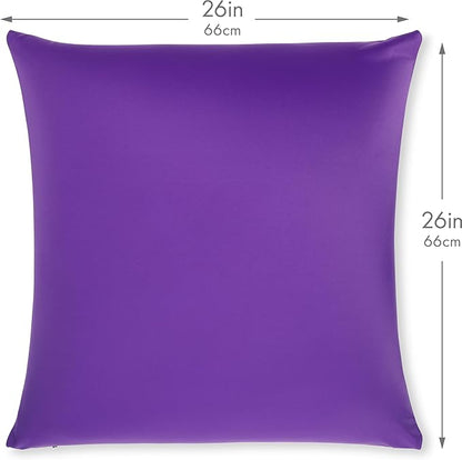 PILLOWY 26x26 Throw Pillowcase (Cover Only) -85/15 Nylon, Spandex - Luxurious, Silky, Stretchy & Soft - 1Pcs Solid Color - A Perfect Choice for Couch Chairs Sofa Bed Adult/Kids Bedroom, Dark Lavendar