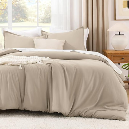 Litanika Comforters Khaki Oversized King Size, 3 Pieces Lightweight Solid Bedding Comforter Set, All Season Fluffy Bed Set (120x98In Comforter & 2 Pillowcases)