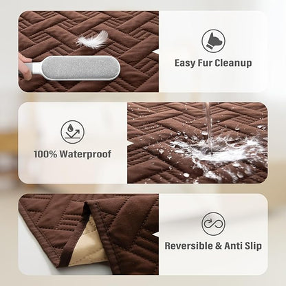 BOCTOPUG Dog Bed Cover for Pets Blankets Rug Pads for Couch Protection Waterproof Bed Covers Dog Blanket Furniture Protector Reusable Changing Pad (Brown+Beige, 40"x60")