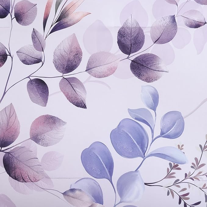 Xruibed Purple Comforter Set King Size 7 Pieces Bed in a Bag, Botanical Floral Print Bed Sets, Elegant Flower Comforter with Sheet Set, Soft Microfiber Bedding Set for All Season (Purple, 104"x90")