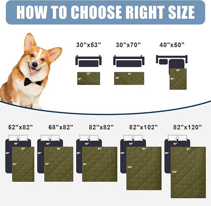Smiry Waterproof Dog Bed Cover Pet Blanket, Soft Washable Dog Blanket for Furniture Bed Couch Sofa Reversible, Checkered (82"x120", Green/Navy)