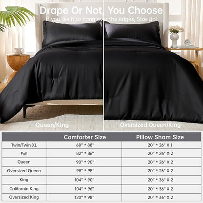 MUXHOMO Black King Size Comforter Set, All Season Ultra Soft Down Alternative Bedding - 3 Piece Lightweight Bed Set Includes 1 Comforter (104"x90") and 2 Pillow Shams (20"x36")