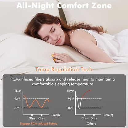 Elegear King Comforter Set Beige, PCM Tech Ultra-Soft Bedding Set, 2Pcs Upgraded Micro Fleece Lightweight Breathable Comforter Set All Season, 1 Reversible Comforter 102x90, 2 Zipper Pillowcases 20x36