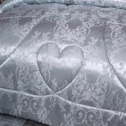 Grey Queen Size Comforter Sets All Season Silver Bedding Lightweight Comforter for Queen Bed Silk Quilt Microfiber Comforter Set Blanket Matching 2 Pillow Shams (Full/Queen, 88x88 inches)