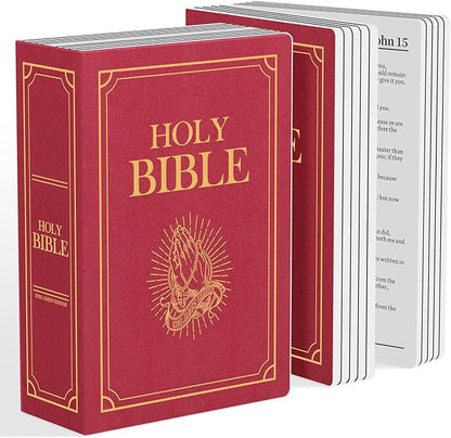 Holy Bible Pillow, Bible Pillow Book Plush That Opens, Home Aesthetic Room Decorative, Soft Stuffed Pillows, Christmas Cartoon Throw Pillows (Red)