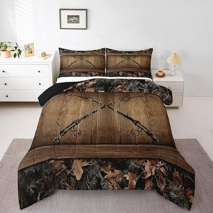 Erosebridal Camouflage Fishing Bedding Set Twin Fishing Line Rod Comforter Set Rustic Farmhouse Tree Branch Camo Quilt Bedding for Kids Adults Cabin Lodge Bed Comforter Set Soft Lightweight 2 Pcs