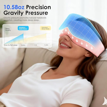 Weighted Eye Mask for Sleeping, Soft Minky Sleep Mask for Side Sleeper with Adjustable Buckle, 100% Blackout Design, Ideal for Meditation, Relaxation and Travel, Includes Storage Pouch (Pink)