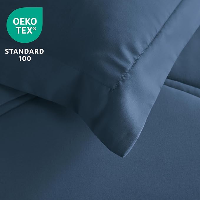Joiedomi Twin Comforter Set with Sheets Navy Blue, 5 Pieces Twin Bedding Sets with 1 Down Alternative Comforter, 1 Flat Sheet, 1 Fitted Sheet, 1 Pillowcase and 1 Pillow Sham, Bed in a Bag All Seasons
