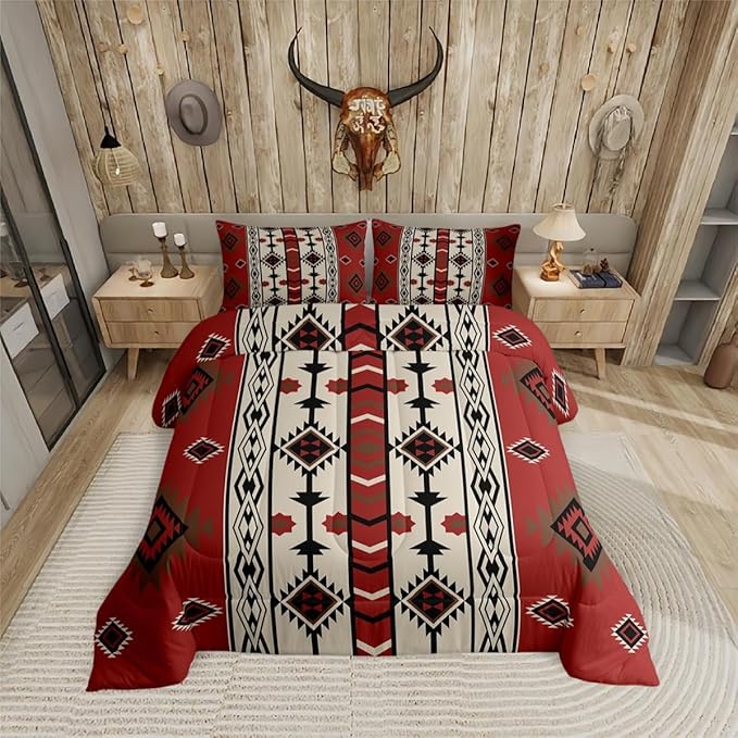 Erosebridal Southwestern Quilt Bedding Western Aztec Comforter Set Queen Bohemian Bedding Comforter Sets American Native Southwest Tribal Bed Set for Kids Adults Men Women Boho Ethnic Room Decor