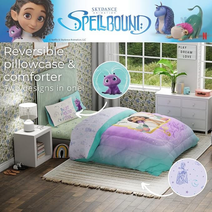 Spellbound Kids Bedding Super Soft Microfiber Comforter and Sheet Set, 4 Piece Twin Size, (Officially Licensed Product) by Franco
