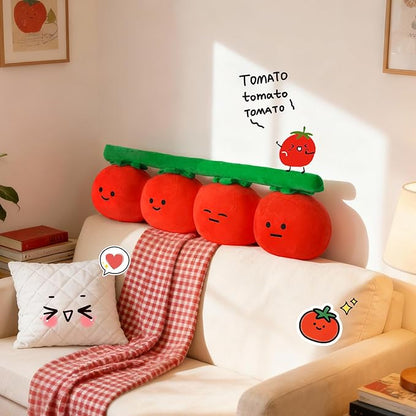 LANPU Cute Tomato Throw Pillow, Soft Plush Fruit Cushion, Kawaii Decorative Pillow for Couch Bed Sofa, Fun Plush Home Decor Gift for Couch and Bed