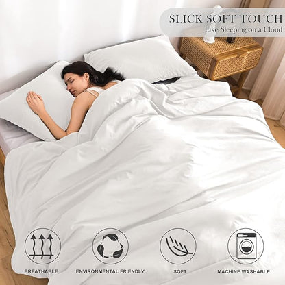 COTTEBED White Down Comforter Queen Size, Luxury Hotel Ultra Soft Washed Cotton, 1 Comforter Sets and 2 Pillowshams, Lightweight Modern Solid Bedding Collection for All Season Use (White,Queen/Full)