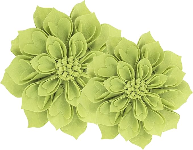 Fennco Styles Handmade 3D Heart-Shaped Petals Flower Decorative Filled Throw Pillow 13" Round - Lime Floral Pillow for Couch, Home Décor and Holiday, Housewarming Gift