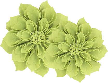 Fennco Styles Handmade 3D Heart-Shaped Petals Flower Decorative Filled Throw Pillow 13" Round - Lime Floral Pillow for Couch, Home Décor and Holiday, Housewarming Gift