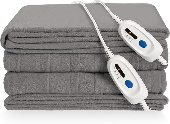 Electric Heated Blanket 84"x90" Queen Size Microplush Cover Blanket 4 Heat Settings & 10 Hours Auto Off, Cozy & Breathable, Warm All Night, Light Grey