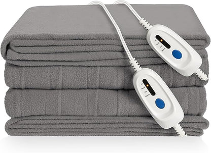 Electric Heated Blanket 84"x90" Queen Size Microplush Cover Blanket 4 Heat Settings & 10 Hours Auto Off, Cozy & Breathable, Warm All Night, Light Grey