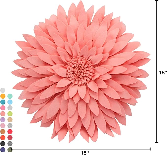 Contempo Lifestyles 3D Daisy Flower Pillow - Patented Design, Couch & Bed Decoration (18" Flower, 16" Pillow with Insert, Peach)