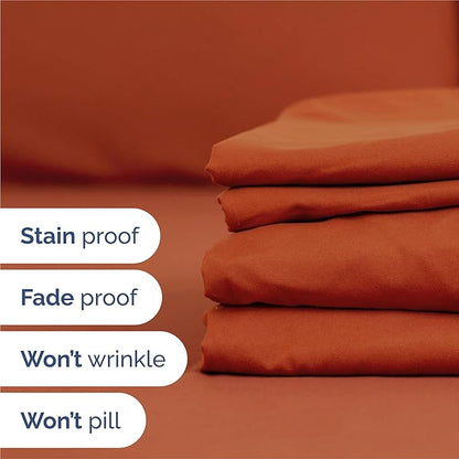 King 6 Piece Sheet Set - Comfy Breathable & Cooling - Ultra-Soft Hotel Luxury Bedding Set with 8-16 Inch Deep Pockets - 1 Flat & 1 Fitted Sheet & 4 Pillowcases - Wrinkle Free & Easy Care - Terracotta