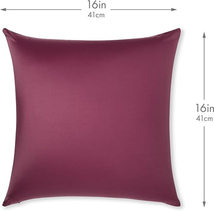 PILLOWY 16x16 Throw Pillow - Burgundy - Merlot: 1Pcs Luxurious Premium Microbead Pillow with 85/15 Nylon/Spandex Fabric. Forever Fluffy, Outstanding Beauty & Support. Silky, Soft & Beyond Comfortable
