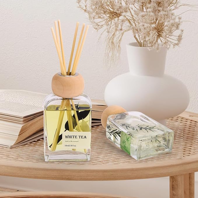 Reed Diffusers for Home, Bamboo Rain Scent 100ml （3.38oz） | Long-Lasting Natural Scented Oil for Use in Home, Bathroom, Office & Room Decor | Aromatherapy Air Freshener