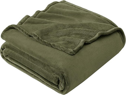 Hansleep Fleece Moss Green Throw Blanket, Super Soft Fuzzy Plush Cozy Blanket for All Seasons, Moss Green, Throw 50x60 Inches