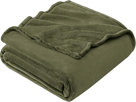 Hansleep Fleece Moss Green Throw Blanket, Super Soft Fuzzy Plush Cozy Blanket for All Seasons, Moss Green, Throw 50x60 Inches