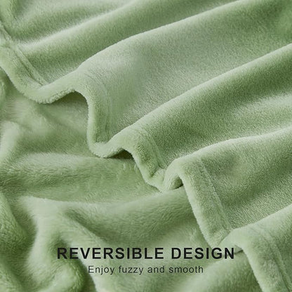 Hansleep Fleece Sage Green King Blanket, Super Soft Flannel Fuzzy Plush Cozy Blanket for All Seasons, Sage Green, King 90x108 Inches
