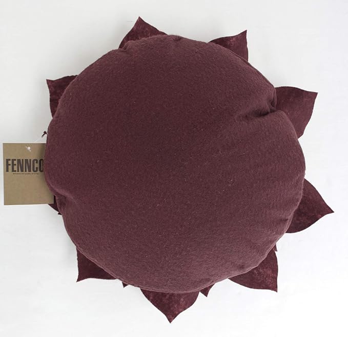 Fennco Styles Handmade 3D Heart-Shaped Petals Flower Decorative Filled Throw Pillow 13" Round - Wine Floral Pillow for Couch, Home Décor and Holiday, Housewarming Gift