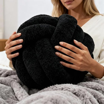 Knot Pillow Ball Plush - Decorative Throw Pillows for Bed Relieve Stress, Round Knot Cushion for Sofa Decor Pet Toy, Black 12 inch