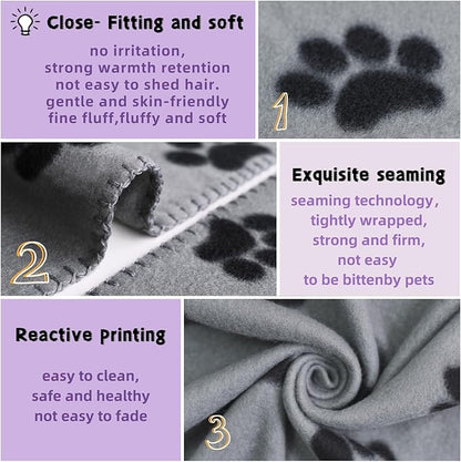 ZYFZCYBL Fleece Throw Blankets for Couch Bulk Lightweight Warm Soft Cozy Blanket 6 Pack Bulk Fleece Blanket Solid for Bed Couch Office Gifts Outdoor 50 x 60 inch Grey Black Paw Print