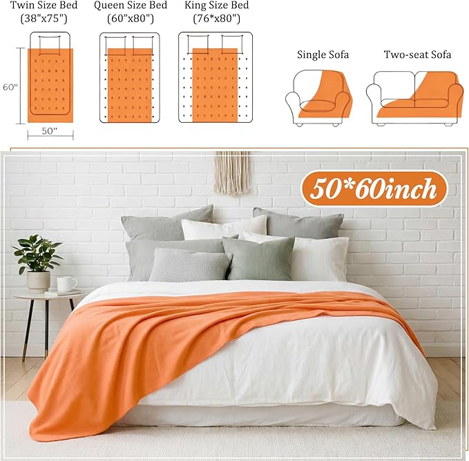 Kinlop Fleece Blanket Bulk 60 x 50 Inch Soft Lightweight Fleece Cozy Blanket Warm Throw Plush Pet Throw for Bed Couch Sofa Home Office Wedding Gifts Travel Camping (Earth Color)
