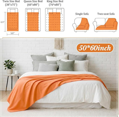 Kinlop Fleece Blanket Bulk 60 x 50 Inch Soft Lightweight Fleece Cozy Blanket Warm Throw Plush Pet Throw for Bed Couch Sofa Home Office Wedding Gifts Travel Camping (Earth Color)