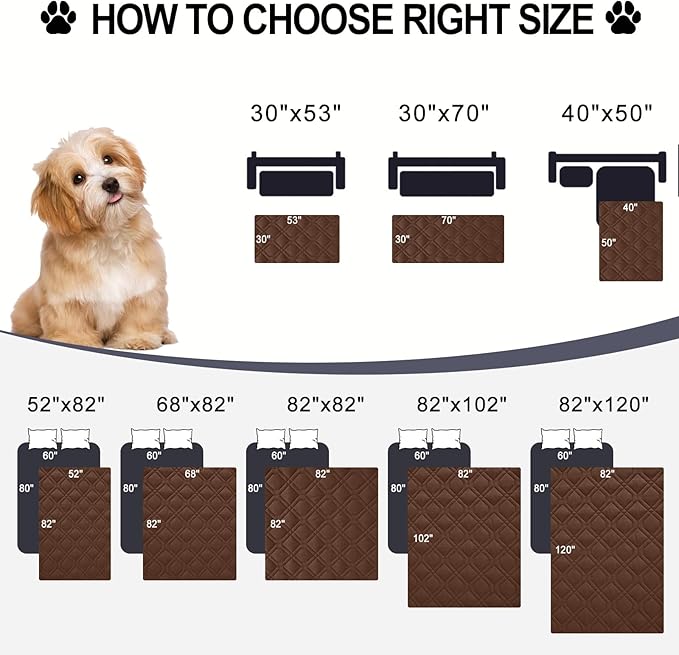 Smiry Reversible Waterproof Couch Covers for Sofa, Washable Dogs Pet Couch Covers for 3 Cushion Sofa Pet Friendly, Water Resistant Furniture Protector Slipcover, Geometric (40"x50", Brown/Chocolate)