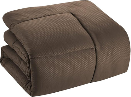 Queen Comforter Set 8 Piece Bed in a Bag with Bed Skirt, Fitted Sheet, Flat Sheet, 2 Pillowcases, 2 Pillow Shams, Queen, Checkered Chocolate