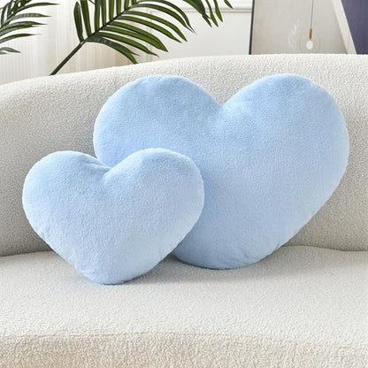 Petrella Heart Pillow Cute Fuzzy Pillows Throw Pillows for Bed Livingroom Home Decor Cushion Decorative Aesthetic Preppy Pillows Blue,Small 13"x10"