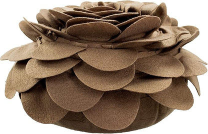 Fennco Styles Eva's Flower Garden Decorative Filled Throw Pillow 13" Round - Mocha Floral Accent Pillow for Home, Couch, Bed, Living Room, Holiday and Office Décor