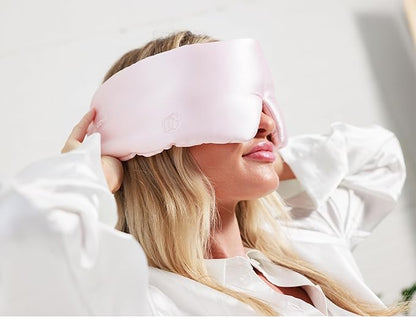 Padded Silk Sleep Mask in Gift Box, Total Blackout Liner Blocks Light, Sleep Longer, Lightweight, Natural Silk Eye Mask, Soft Lightweight Stuffing Feels Like a Cloud on Your Eyelids (Prosecco Pink)
