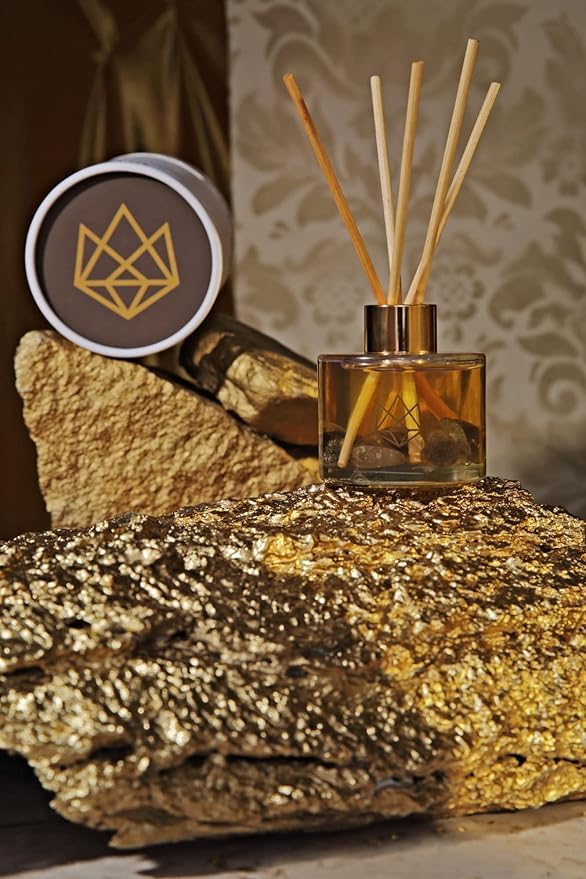 Crystal Infused Reed Diffuser, 4 OZ, Defense - Smoky Quartz Crystal Infused - Scents of Frankincense, Neroli, & Sage - Home Decor, House Warming, Room, Stick Perfume, Coffee Table