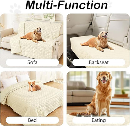 hyha Waterproof Dog Bed Blanket, Soft Pet Blankets, Waterproof Couch Cover for Dogs, Reversible Sofa Covers Washable for Furniture (30x70 Inch, Beige/Beige)