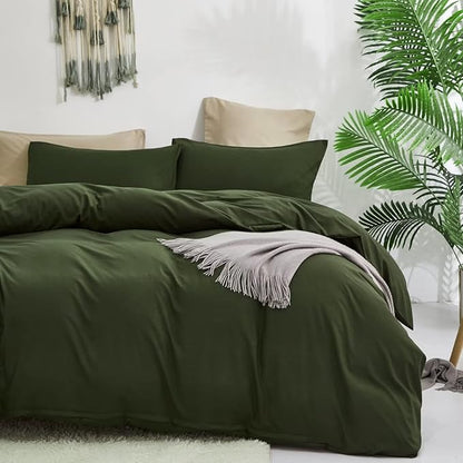 Houseri Olive Green Comforter Set King Dark Green Bedding King Size Army Green Farmhouse Comforter Sets for Men Women Vintage Blackish Green Bed Comforter Blanket King Hunter Green Quilts Ultra Comfy