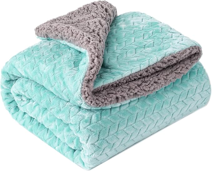 Fuzzy Blanket or Fluffy Blanket for Baby Girl or boy, Soft Warm Cozy Coral Fleece Toddler, Infant or Newborn Receiving Blanket for Crib, Stroller, Travel, Outdoor (40" x 48", MD-Aqua Green)