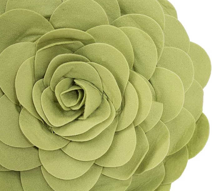 Fennco Styles Eva's Flower Garden Decorative Filled Throw Pillow 13" Round - Lime Floral Accent Pillow for Home, Couch, Bed, Living Room, Holiday and Office Décor