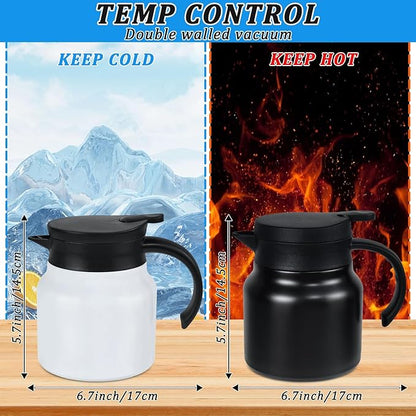 Small Thermal Coffee Carafe Stainless Steel Insulated Creamer Carafe Tea Pot 27Oz Insulation Pot (Black and White, 800ML(27Oz))