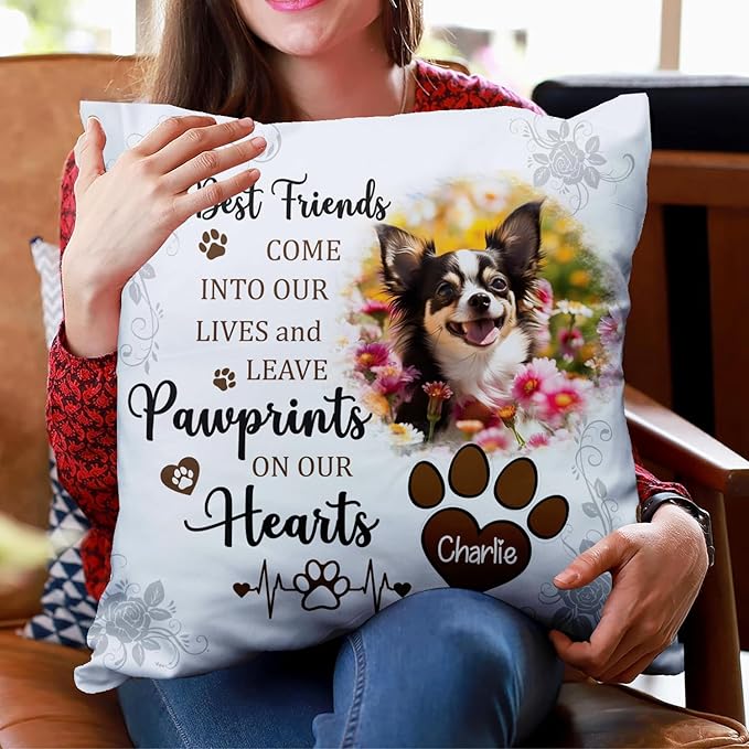 Personalized Pet Photo Memorial Throw Pillow - Insert Included, Dog Loss Sympathy Gift, Custom Pet Pillow Cover